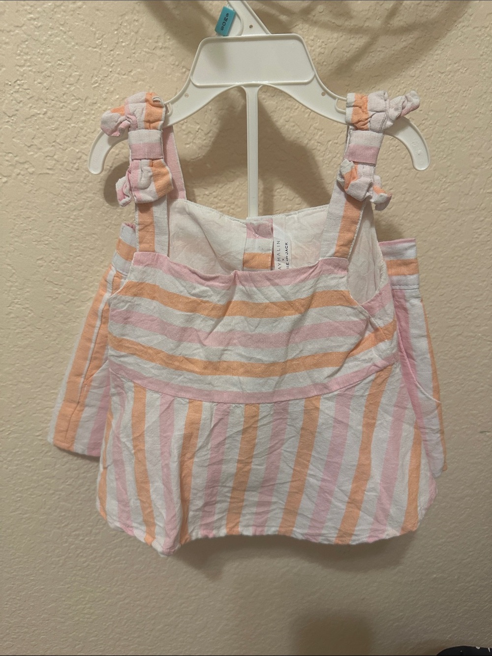 Janie and Jack Pink & Peach Striped Tank and Elastic Shorts